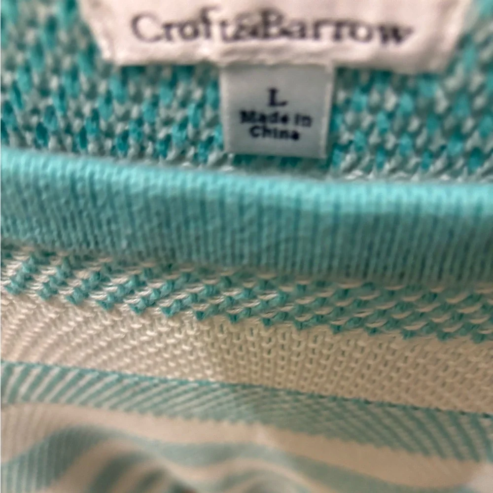 Croft & Barrow Teal and White Knit Sweater size L - Picture 3 of 3
